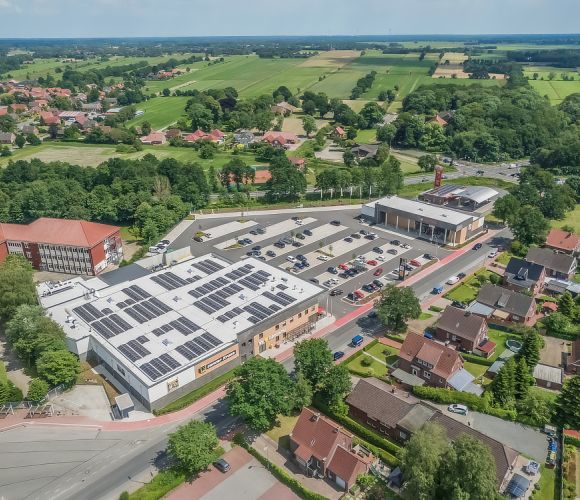 Freytag & v.d. Linde Neubau Gewerbebau Edeka Luftaufnahme Marienhafe