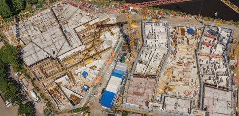 Freytag & v.d. Linde Neubau Wohnanlage Turm & Riegel Baustelle Luftaufnahme Oldenburg