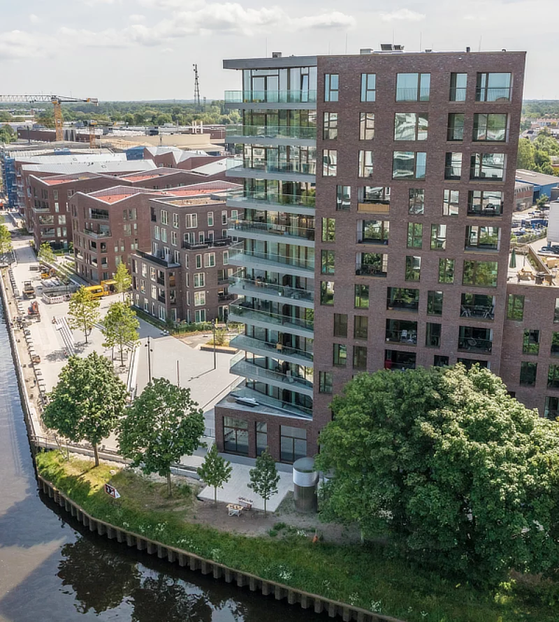 Freytag & v.d. Linde Neubau Wohnanlage Turm & Riegel Luftaufnahme Olödenburg